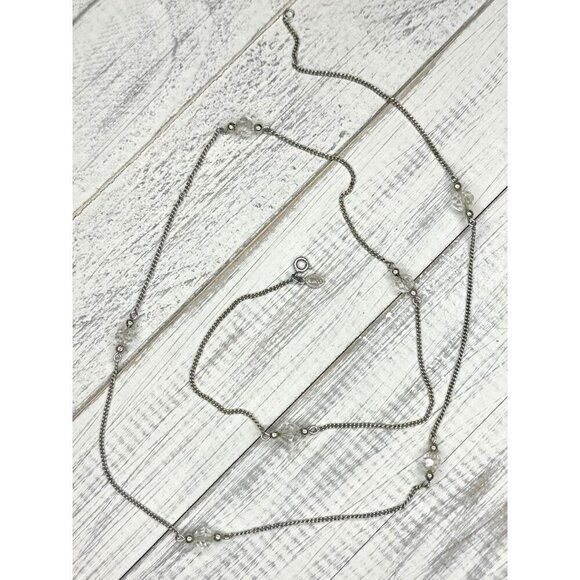 Avon Necklace Silver Tone Beaded 31 Inch Length - Picture 3 of 3